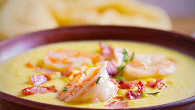 Βελουτέ κολοκύθας με γαρίδες