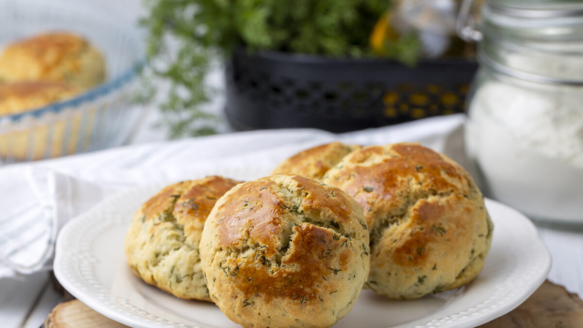 Delicious Turkish food; dill cheese pastry, Turkish name; dere otlu peynirli pogac