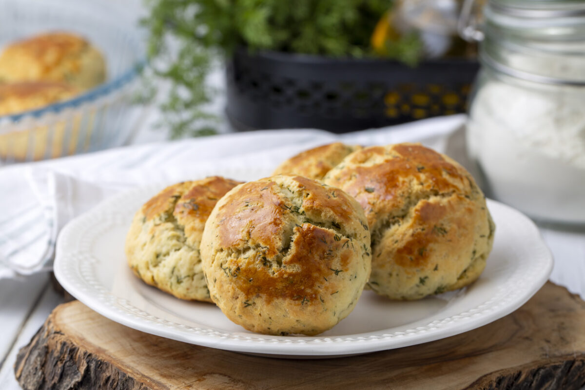 Delicious Turkish food; dill cheese pastry, Turkish name; dere otlu peynirli pogac