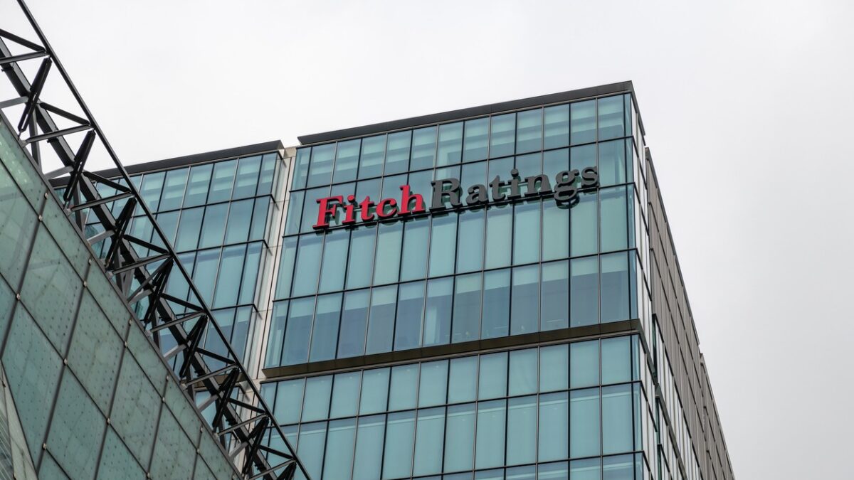 The offices and signage of the American rating agency Fitch Ratings