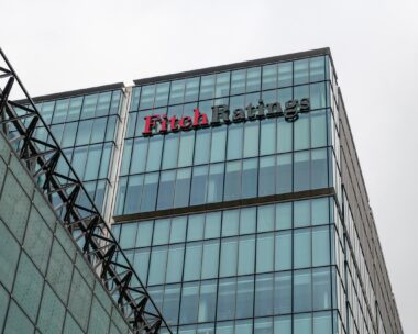 The offices and signage of the American rating agency Fitch Ratings