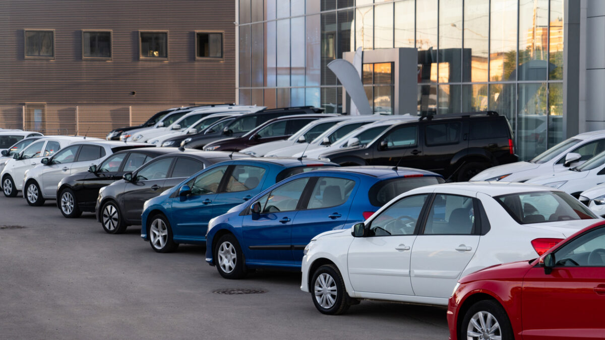 Cars in a row. Used car sales.