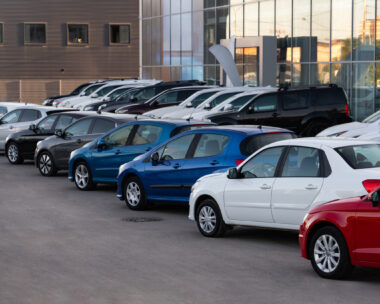 Cars in a row. Used car sales.
