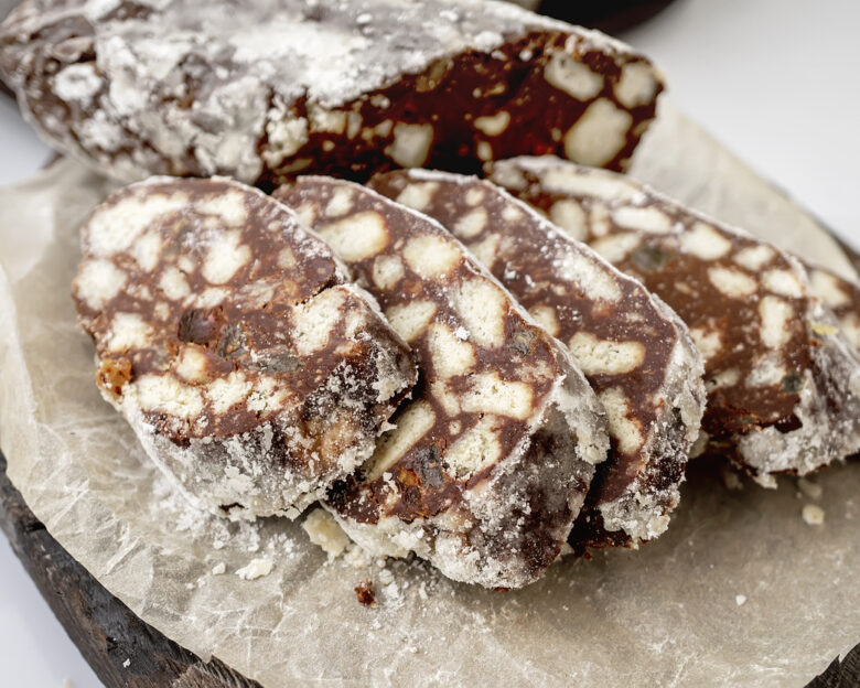 Συνταγή για δίχρωμο σοκολατένιο κορμό