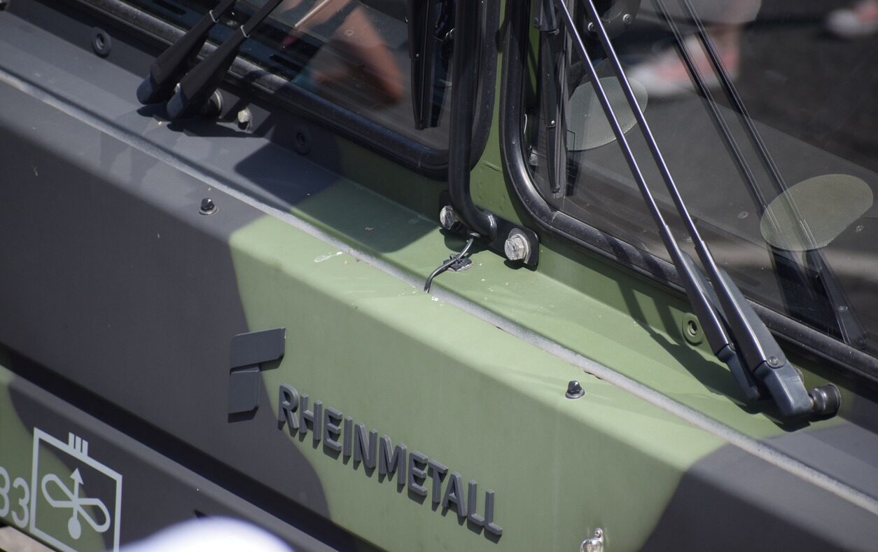 Rheinmetall sign on a military vehicle