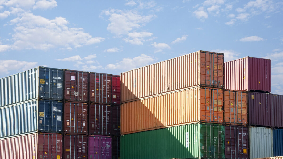 Cargo and shipping business. Container ship for import and export logistics. Logistic industry. blue sky copy space background