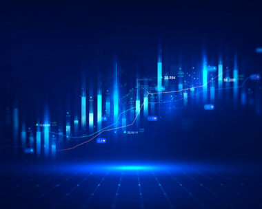 Digital financial chart indicators, stock market business and exchange financial growth graph