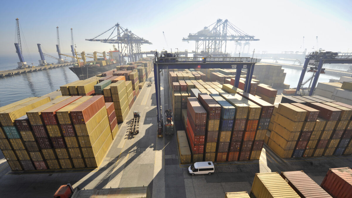 Stack of containers box. Cargo Freight Shipping of Container Logistics Industry concept