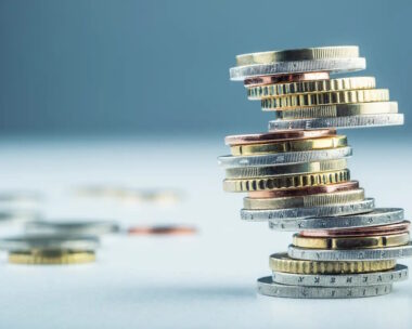 Euro coins. Euro money. Euro currency.Coins stacked on each other in different positions.