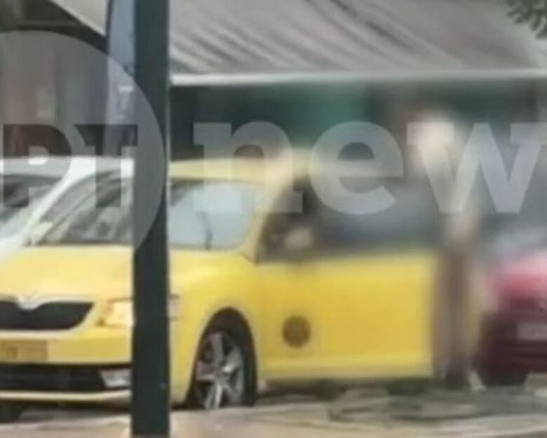 Άγριος καβγάς στη μέση του δρόμου υπό καταρρακτώδη βροχή – Οδηγός ΙΧ χτύπησε ταξιτζή