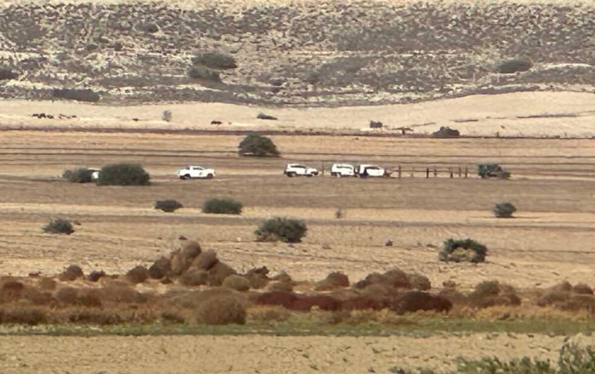 Στρατιωτικά οχήματα μέσα σε χωράφια