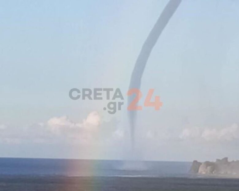Κρήτη: Υδροστρόβιλος και ουράνιο τόξο ταυτόχρονα πάνω από τη θάλασσα στον Πλακιά Ρεθύμνου – Εντυπωσιακές εικόνες