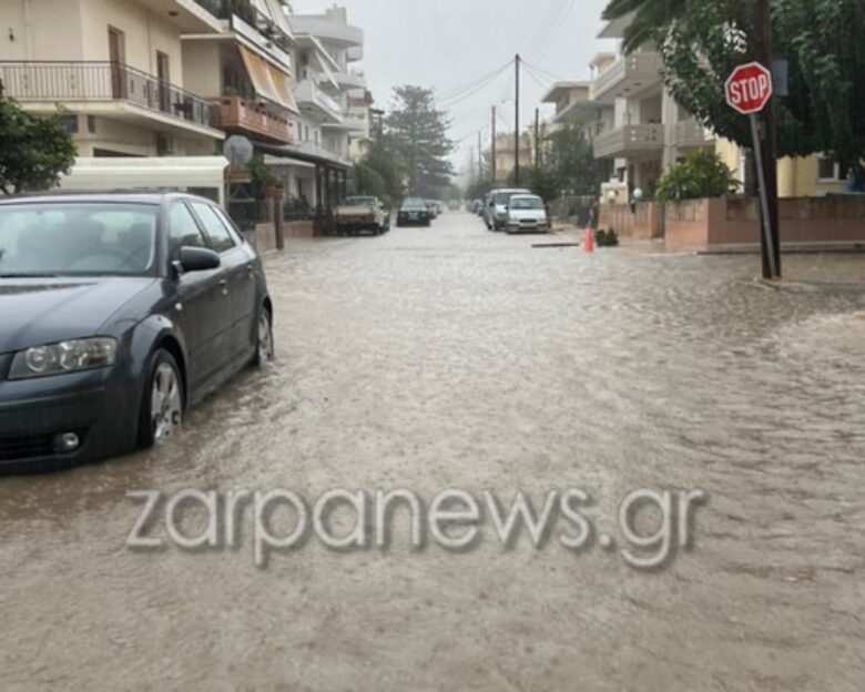 Κακοκαιρία στην Κρήτη: «Ποτάμια» οι δρόμοι σε Ηράκλειο και Χανιά από την έντονη βροχόπτωση