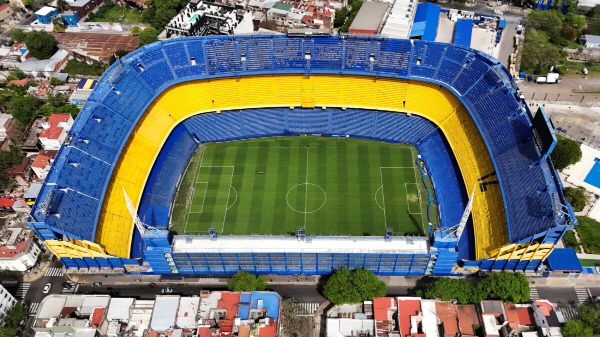 A drone view shows La Bombonera stadium, which belongs to Boca Juniors soccer team, in La Boca neighborhood of Buenos Aires, Argentina