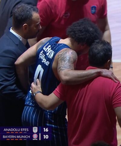 Ο Σέιν Λάρκιν τραυματίστηκε και αποχώρησε υποβασταζόμενος από το Εφές Αναντολού – Μπάγερν Μονάχου