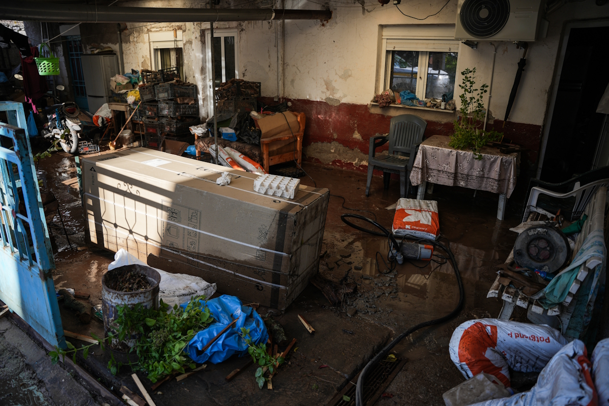 Καταστροφές και ζημιές σε σπίτια στο χωριό Καλλονή και Σκάλα Καλλονής στη κεντρική Λέσβο μετά από έντονη βροχόπτωση