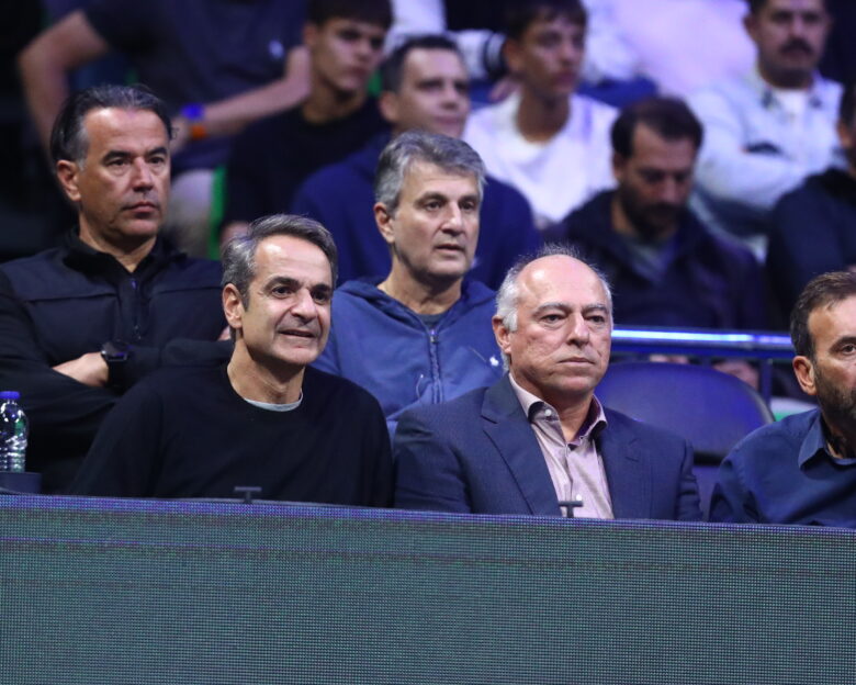 Ο Κυριακός Μητσοτάκης στο Telecom Center Athens για τον αγώνα του Νόβακ Τζόκοβιτς στο Hellenic Championship