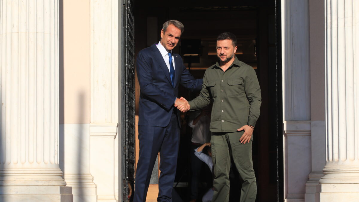 Συνάντηση του Πρωθυπουργού Κυριάκου Μητσοτάκη με τον Πρόεδρο της Ουκρανίας Βολοντίμιρ Ζελένσκι.
