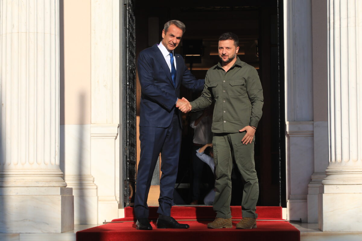 Συνάντηση του Πρωθυπουργού Κυριάκου Μητσοτάκη με τον Πρόεδρο της Ουκρανίας Βολοντίμιρ Ζελένσκι.