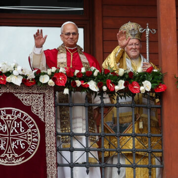 Πάπας Λέων και Πατριάρχης Βαρθολομαίος στον εξώστη του Πατριαρχείου