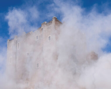 Dust rises as part of the Torre dei Conti tower collapses following an earlier partial collapse, near Via dei Fori Imperiali, near the Colosseum, in Rome, Italy, November 3, 2025. REUTERS