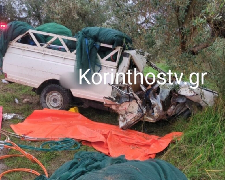 Θανατηφόρο τροχαίο στην Κόρινθο: Αγροτικό «καρφώθηκε» σε δέντρο – 1 νεκρός και 2 τραυματίες