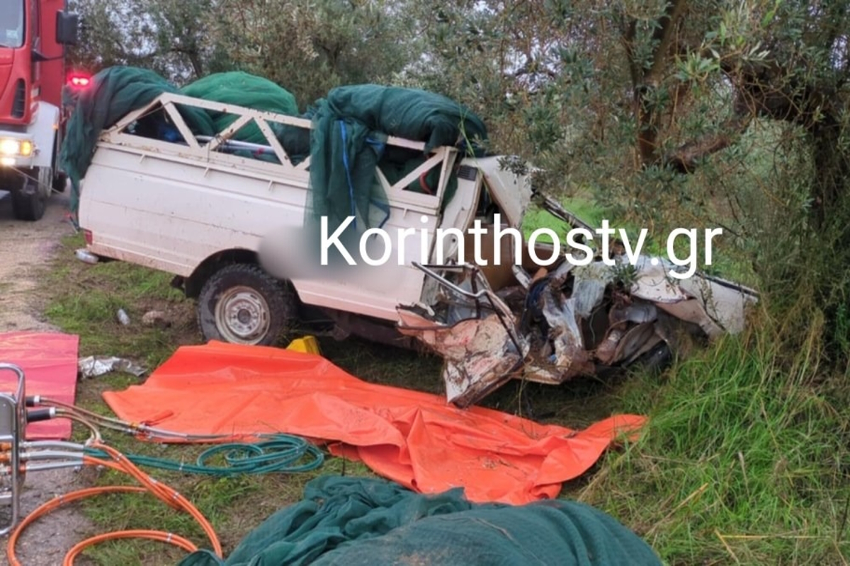 Θανατηφόρο τροχαίο στην Κόρινθο: Αγροτικό γλίστρησε και «καρφώθηκε» σε δέντρο - 1 νεκρός και 2 τραυματίες