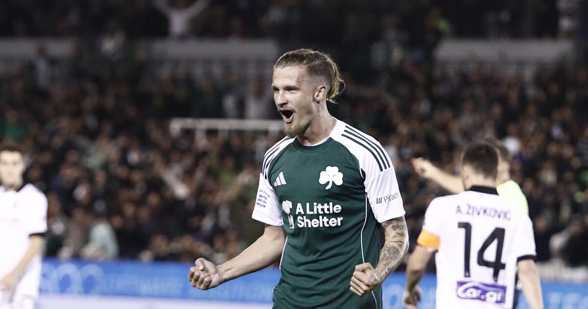 Tin Gedvai is inspired to score in the Panathinaikos derby