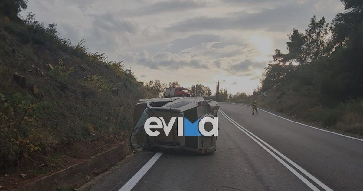 Road accident with an injured person in Evia: Jeep slipped and overturned in the middle of the road