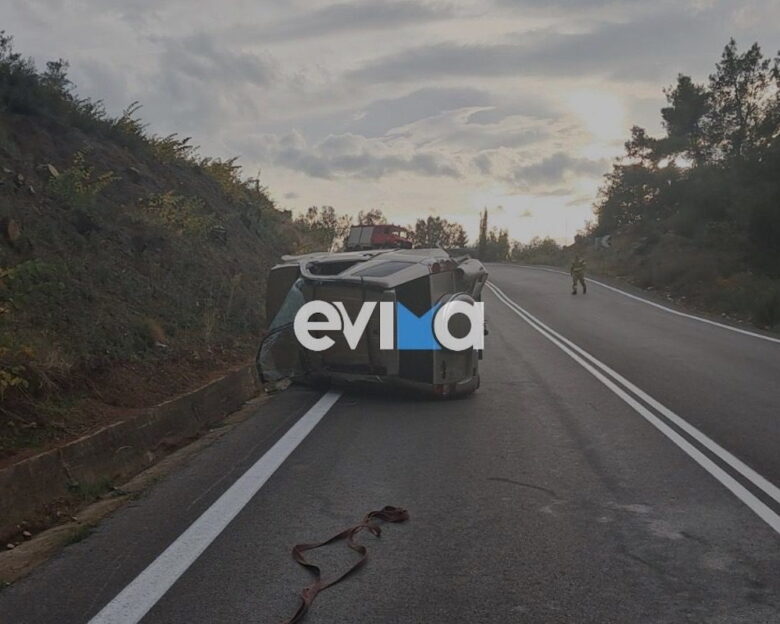 Τροχαίο με έναν τραυματία στην Εύβοια: Τζιπ γλίστρησε και τούμπαρε στη μέση του δρόμου