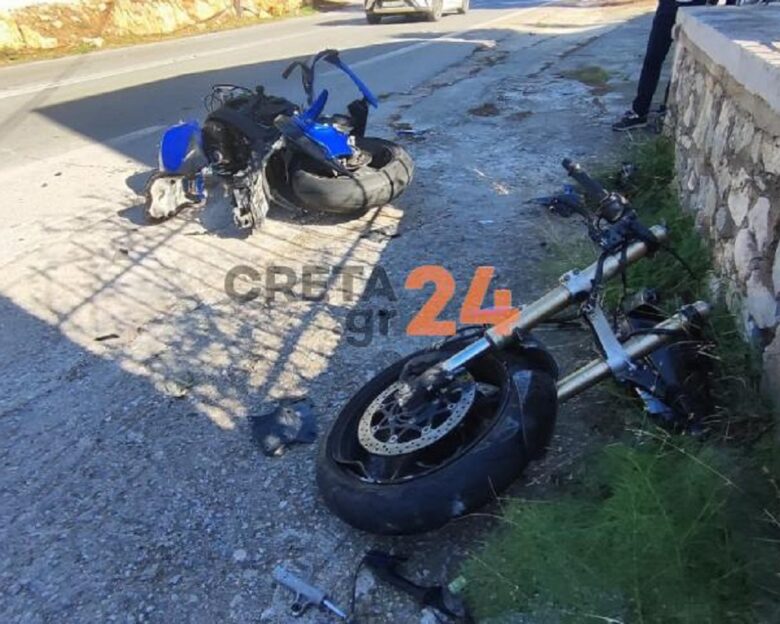 Σοκαριστικό τροχαίο στα Χανιά: Μηχανή κόπηκε στη μέση