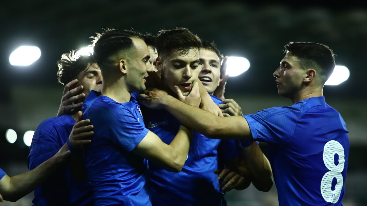 Οι παίκτες της Εθνικής Ελπίδων πανηγυρίζουν στο Euro U21 (ΑΡΓΥΡΩ ΑΝΑΣΤΑΣΙΟΥ