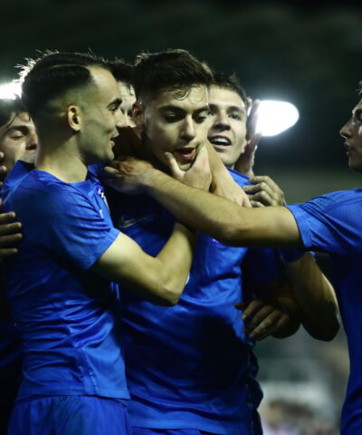 Οι παίκτες της Εθνικής Ελπίδων πανηγυρίζουν στο Euro U21 (ΑΡΓΥΡΩ ΑΝΑΣΤΑΣΙΟΥ