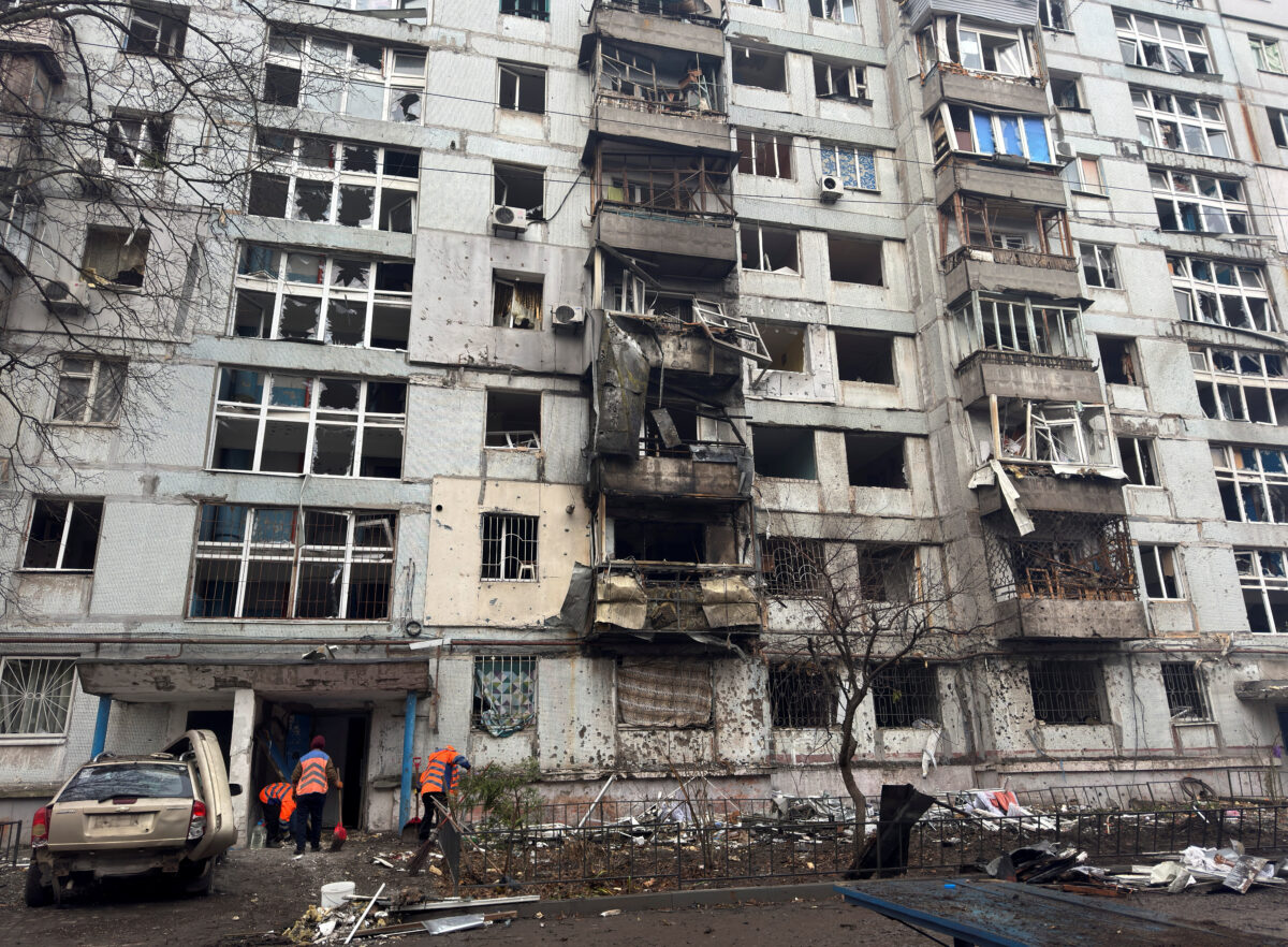 Κτίριο που χτυπήθηκε από ρωσικό drone στο Ντνίπρο