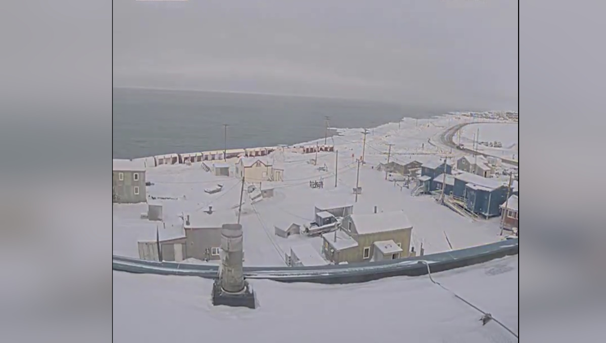 Στιγμιότυπο από ένα time-lapse που δείχνει την τελευταία ανατολή και δύση του ηλίου στο Ουτκιαγκβίκ