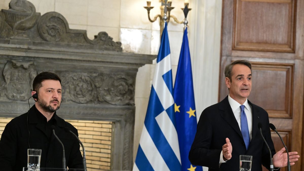 Βολοντίμιρ Ζελένσκι και Κυριάκος Μητσοτάκης στις κοινές τους δηλώσεις