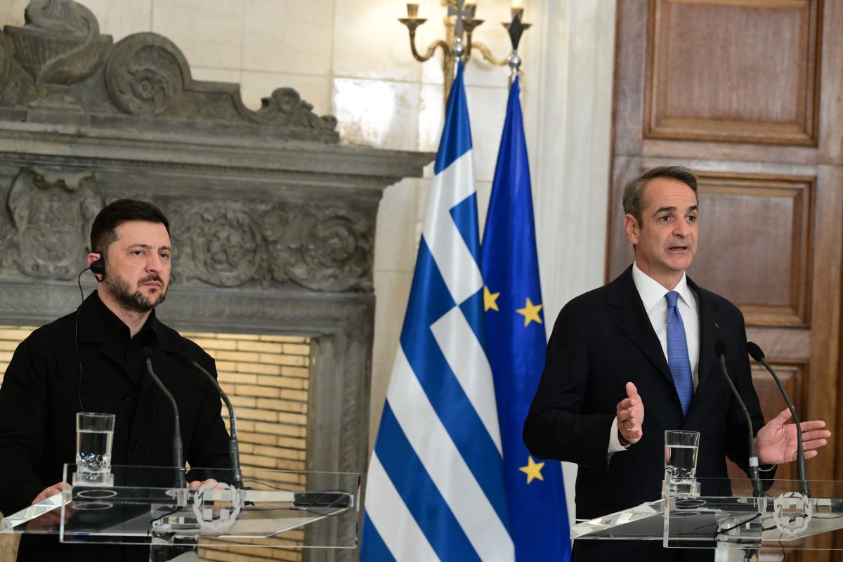 Βολοντίμιρ Ζελένσκι και Κυριάκος Μητσοτάκης στις κοινές τους δηλώσεις