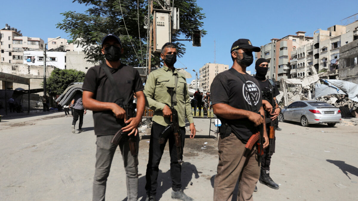 Hamas police officers stand guard, amid a ceasefire between Israel and Hamas, in Gaza City, October 11, 2025. REUTERS