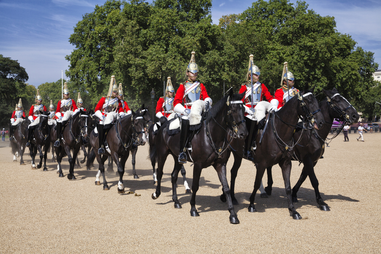 August 7, 2018 Changing of the Horse Guards at Whitehall, London, England, UK.