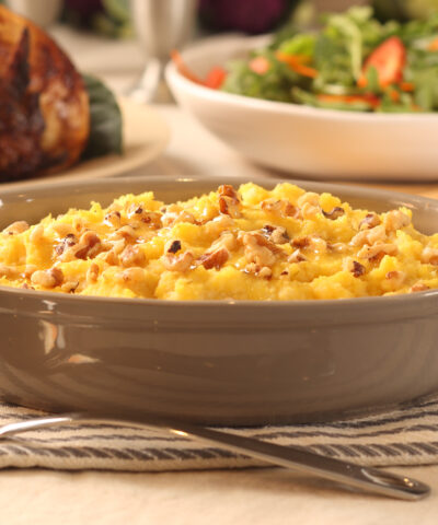 Πουρές γλυκοπατάτας με μπέικον