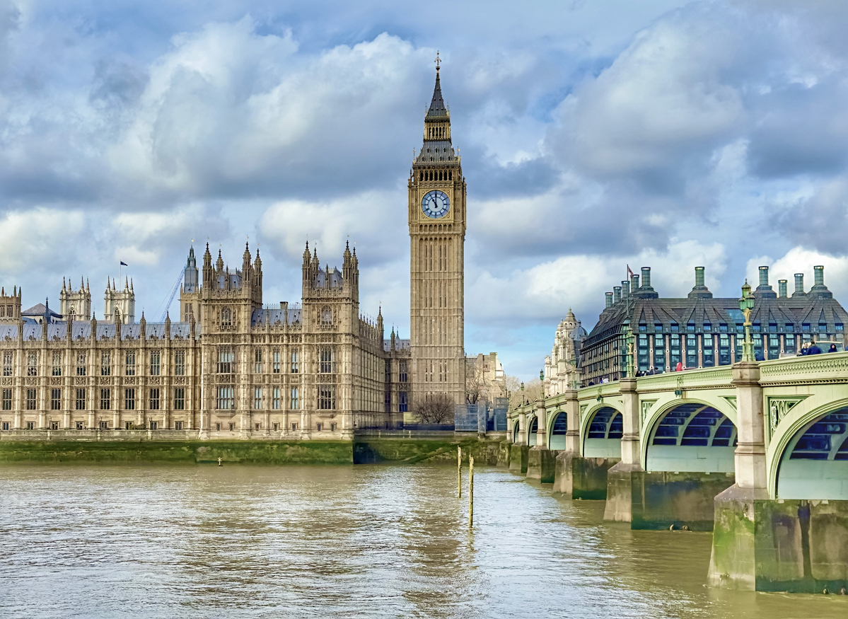 London, UK - March 4, 2024: Big Ben and the Houses of Parliament, officially known as the Palace of Westminster, on the River Thames in central London, UK.