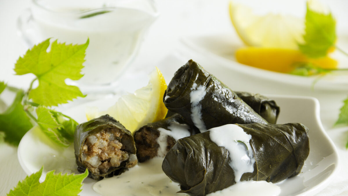 dolma, stuffed grape leaves, turkish and greek cuisine