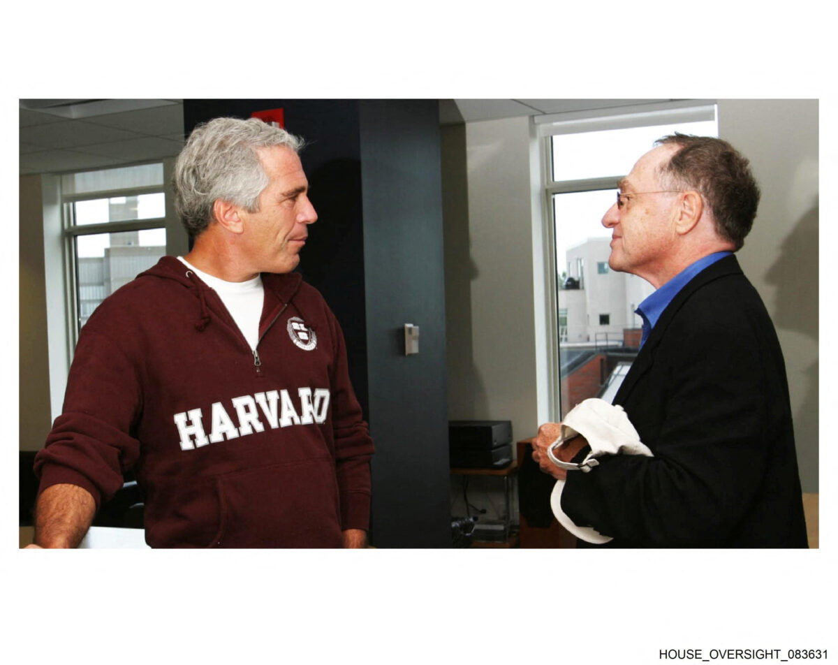 Alan Dershowitz is seen with late financier and convicted sex offender Jeffrey Epstein in this handout image from Epstein's estate released by Democrats on the House Oversight Committee in Washington, D.C., U.S., on December 12, 2025. House Oversight Committee Democrats