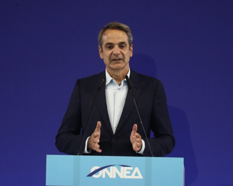 Ο πρωθυπουργός και πρόεδρος της Νέας Δημοκρατίας, Κυριάκος Μητσοτάκης στο πρόσφατο τακτικό συνέδριο της ΟΝΝΕΔ