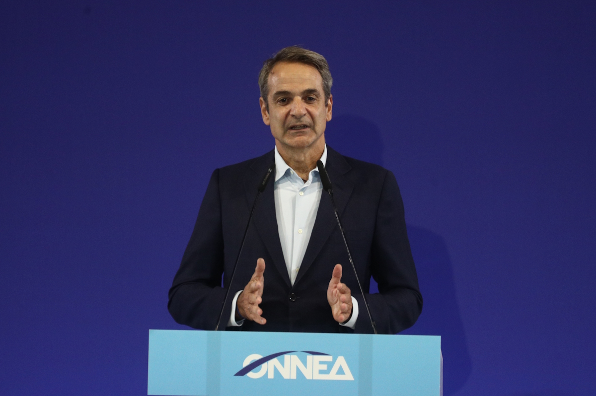 Ο πρωθυπουργός και πρόεδρος της Νέας Δημοκρατίας, Κυριάκος Μητσοτάκης στο πρόσφατο τακτικό συνέδριο της ΟΝΝΕΔ