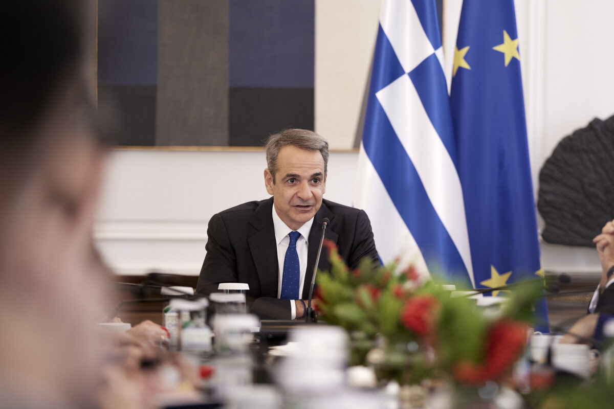 Ο Κυριάκος Μητσοτάκης στο υπουργικό