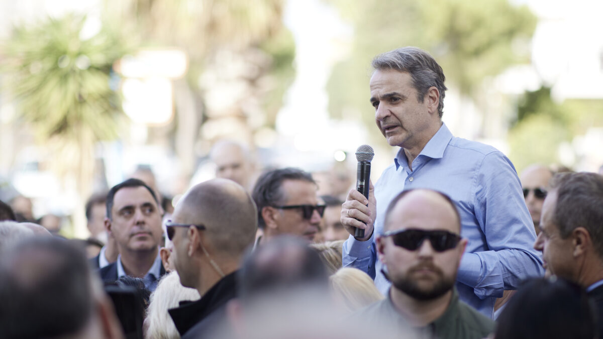 Ο Κυριάκος Μητσοτάκης στο Μαρκόπουλο