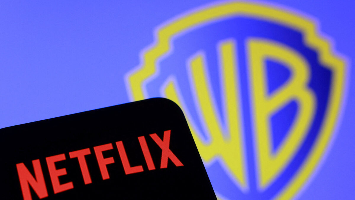 Netflix and Warner Bros logos are seen in this illustration