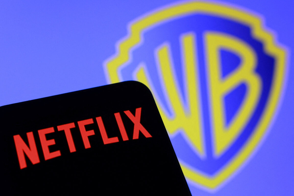 Netflix and Warner Bros logos are seen in this illustration