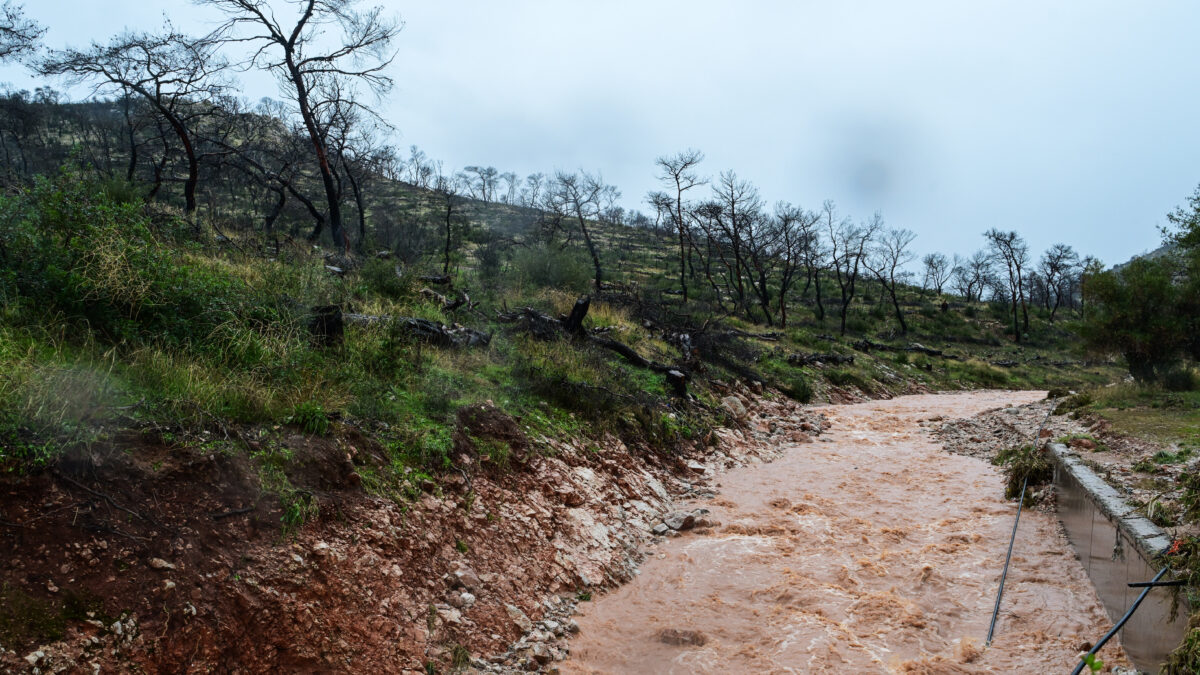 Πλημμύρες στην περιοχή της Μάνδρας από την κακοκαιρία "Byron"